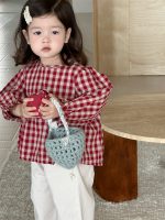 [73-110cm]チェックシャツ&ワイドパンツ おしゃれ 韓国風 配色 - Image 2