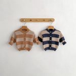 [66-100cm]ニット カーディガン ボーダー柄 着心地良い