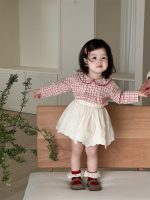 [73-100cm]チェック柄シャツ&スカート おしゃれ スウィート - Image 2