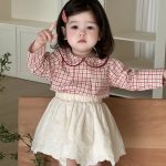 [73-100cm]チェック柄シャツ&スカート おしゃれ スウィート