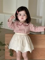 [73-100cm]チェック柄シャツ&スカート おしゃれ スウィート