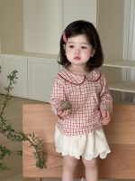 [73-100cm]チェック柄シャツ&スカート おしゃれ スウィート - Image 4