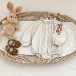 [66-90cm]ロンパース レトロ 刺繍 ナチュラル - Image 8