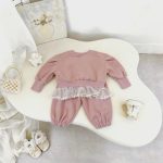 [73-120cm]女の子 セットアップ ガーリー フリル付き トレーナー&パンツ - Image 2