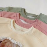 [73-120cm]女の子 セットアップ ガーリー フリル付き トレーナー&パンツ - Image 3