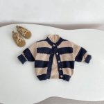 [66-100cm]ニット カーディガン ボーダー柄 着心地良い - Image 14