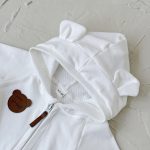 [59-90cm]ロンパース ベビー フード付き ジッパーデザイン