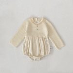 [66-90cm]ロンパース ベビー ニット 切り替え 肌にやさしい - Image 4