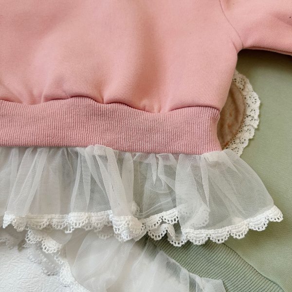 [73-120cm]女の子 セットアップ ガーリー フリル付き トレーナー&パンツ