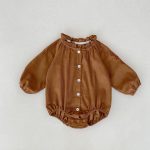 [66-90cm]ロンパース レトロ 刺繍 ナチュラル - Image 13