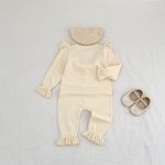 [66-90cm]ベビー ロンパース ニット 無地 フリルデザイン - Image 14