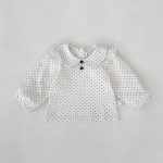 [73-110cm]二点セット 丸襟 トップス+スカート ドット柄 可愛い - Image 5