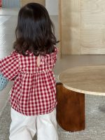 [73-110cm]チェックシャツ&ワイドパンツ おしゃれ 韓国風 配色 - Image 7