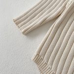 [66-90cm]ロンパース ベビー ニット 無地 ナチュラル - Image 8