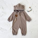 [59-90cm]ロンパース ベビー フード付き ジッパーデザイン - Image 2