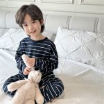 [110-160cm]ボーダー柄 着心地抜群 シンプル ルームウェア