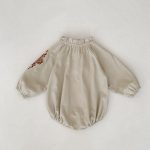 [66-90cm]ロンパース レトロ 刺繍 ナチュラル - Image 4