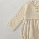 [66-90cm]ロンパース ベビー ニット 切り替え 肌にやさしい - Image 9