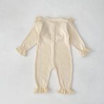[66-90cm]ベビー ロンパース ニット 無地 フリルデザイン - Image 4