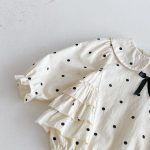 [66-90cm]ロンパース ベビー 可愛い リボン付き ドット柄 - Image 3