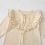 [66-90cm]ベビー ロンパース ニット 無地 フリルデザイン - Image 5