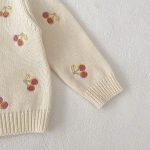 [66-100cm]ニット カーディガン チェリー柄 刺繍 - Image 5