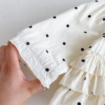 [66-90cm]ロンパース ベビー 可愛い リボン付き ドット柄 - Image 4