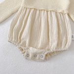 [66-90cm]ロンパース ベビー ニット 切り替え 肌にやさしい - Image 3