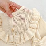 [66-90cm]ベビー ロンパース ニット 無地 フリルデザイン - Image 2