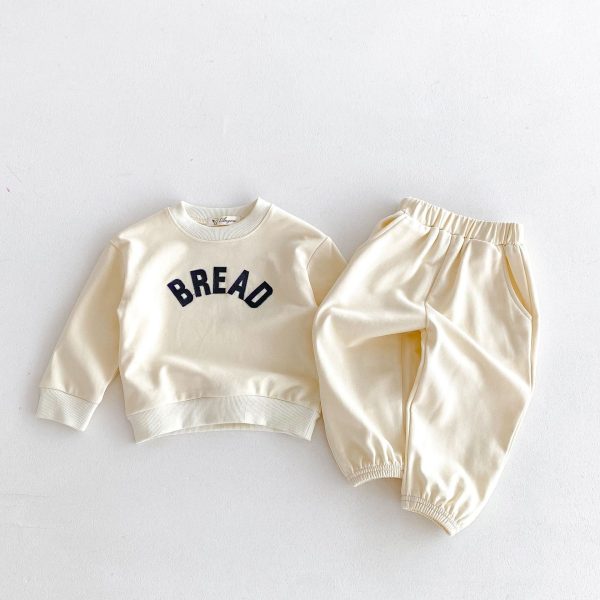[80-130cm]セットアップ キッズ トレーナー+パンツ アルファベット