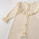 [66-90cm]ベビー ロンパース ニット 無地 フリルデザイン - Image 7