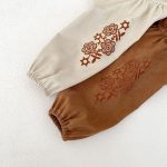 [66-90cm]ロンパース レトロ 刺繍 ナチュラル - Image 6