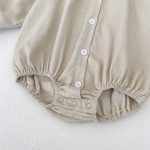 [66-90cm]ロンパース レトロ 刺繍 ナチュラル - Image 12