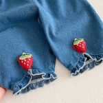 [73-120cm]ベビー 女の子 シャツ/デニムパンツ イチゴ柄 可愛い - Image 2