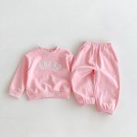 [80-130cm]セットアップ キッズ トレーナー+パンツ アルファベット - Image 8
