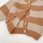 [66-100cm]ニット カーディガン ボーダー柄 着心地良い - Image 3