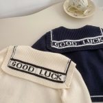 [73-120cm]韓国風 ニットカーディガン&ストライプフレアパンツ セット - Image 23