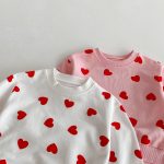 [80-130cm]セットアップ 女の子 ハート柄 トレーナー+パンツ - Image 3