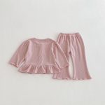 [80-130cm]女の子 セットアップ トップス+パンツ リボン付き - Image 10
