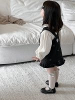 [73-100cm]トップス&デニムサロペットスカート 女の子 韓国風  ふんわり