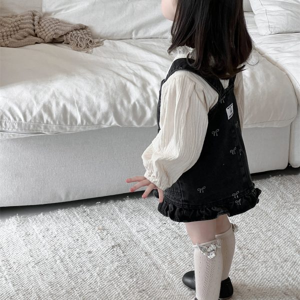 [73-100cm]トップス&デニムサロペットスカート 女の子 韓国風  ふんわり