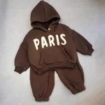 [73-120cm] 英字 パーカー&パンツ セットアップ - Image 5