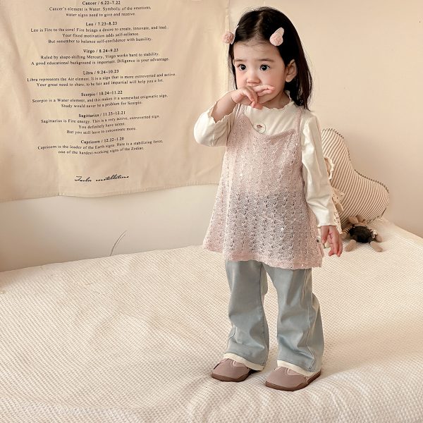 [73-100cm]ベビー 女の子 スウィート キャミソール/トップス/デニムパンツ