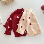 [73-120cm]ハート柄 可愛い ニット カーディガン - Image 7