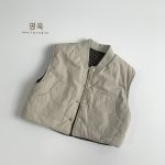 [80-130cm]韓国風 デイリー使い リバーシブル 中綿ベスト - Image 4