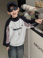 [90-160cm] デザイン満点 配色 トレーナー