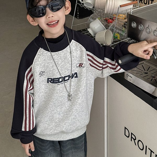 [90-160cm] デザイン満点 配色 トレーナー