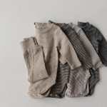 [66-90cm]ボーダー柄 ロンパース+ボトムス セット - Image 4