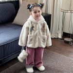 [73-120cm]秋 ふわふわ フード付き アウター - Image 2