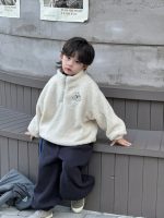 [90-140cm] もこもこ 刺繍 トレーナー